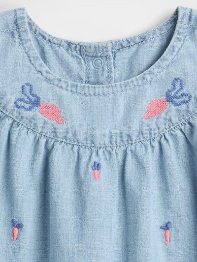 Baby Peter Rabbit™ Chambray Shorty One-Piece - Chambray Carrot - Image 3