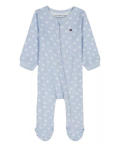 Tommy Hilfiger Baby Boys Logo Print Footed Coverall-Blue - Image 1