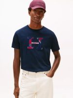 Men Plaid Monogram Logo T-Shirt-Navy