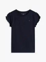 Kids' Lettuce-Trim Sleeve T-Shirt - Navy #71J4026 - Image 2