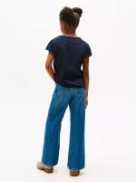 Kids' Lettuce-Trim Sleeve T-Shirt - Navy #71J4026 - Image 3