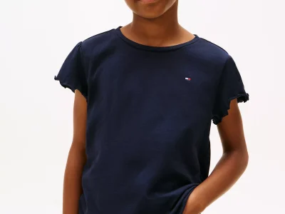 Kids' Lettuce-Trim Sleeve T-Shirt - Navy #71J4026