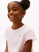 Kids' Lettuce-Trim Sleeve T-Shirt - Light Pink #71J4026 - Image 4