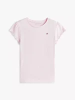 Kids' Lettuce-Trim Sleeve T-Shirt - Light Pink #71J4026 - Image 2