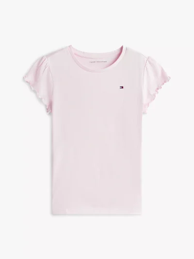 Kids' Lettuce-Trim Sleeve T-Shirt - Light Pink #71J4026 - Image 2