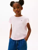 Kids' Lettuce-Trim Sleeve T-Shirt - Light Pink #71J4026