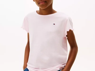 Kids' Lettuce-Trim Sleeve T-Shirt - Light Pink #71J4026