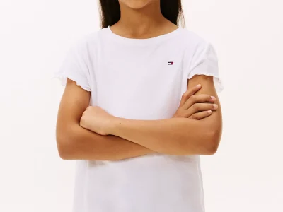 Kids' Lettuce-Trim Sleeve T-Shirt - Optic White #71J4026