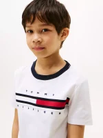 Kids' Flag Stripe Logo T-Shirt-Optic White - Image 3