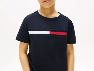 Kids' Flag Stripe Logo T-Shirt-Navy