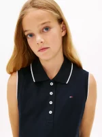 C16-05-1235-0XXS Kids' Sleeveless Pleated Polo Dress - Navy #71J4154 - Image 4