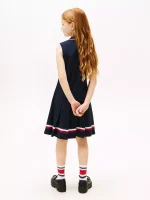 C16-05-1235-0XXS Kids' Sleeveless Pleated Polo Dress - Navy #71J4154 - Image 3