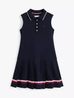 C16-05-1235-0XXS Kids' Sleeveless Pleated Polo Dress - Navy #71J4154 - Image 2