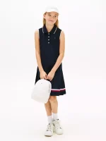 C16-05-1235-0XXS Kids' Sleeveless Pleated Polo Dress - Navy #71J4154