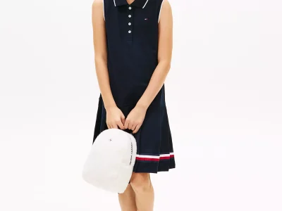 C16-05-1235-0XXS Kids' Sleeveless Pleated Polo Dress - Navy #71J4154