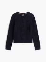 Kids' Cable Knit Cardigan-Navy Blue - Image 2