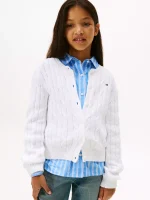 Kids' Cable Knit Cardigan-Ecru