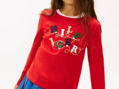 Kids' Hilfiger String Light T-Shirt-Deep Crimson