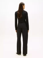 Long-Sleeve Zip Slim Fit Polo - Black #76J3175 - Image 3
