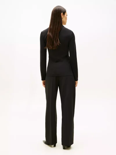 Long-Sleeve Zip Slim Fit Polo - Black #76J3175 - Image 3