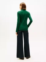 Long-Sleeve Zip Slim Fit Polo - Ornamental Green #76J3175 - Image 2