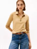 Long-Sleeve Zip Slim Fit Polo - Classic Khaki #76J3175