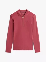 Long-Sleeve Zip Slim Fit Polo - Red #76J3175 - Image 2