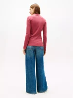 Long-Sleeve Zip Slim Fit Polo - Red #76J3175 - Image 3