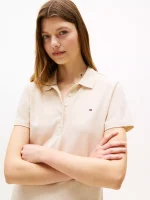 Regular Fit Stretch-Cotton Polo Dress-Beige Heather - Image 2