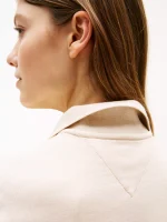 Regular Fit Stretch-Cotton Polo Dress-Beige Heather - Image 3