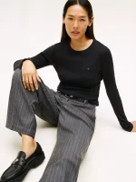 Long-Sleeve Crewneck Favorite T-Shirt- Black#76J4889-BDS - Image 2