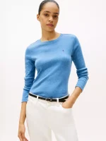 Long-Sleeve Crewneck Favorite T-Shirt-Fossil Blue Heather#76J4889-DPQ