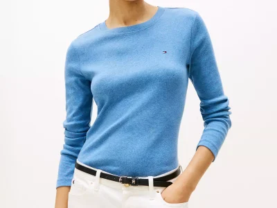 Long-Sleeve Crewneck Favorite T-Shirt-Fossil Blue Heather#76J4889-DPQ