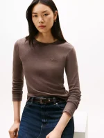 Long-Sleeve Crewneck Favorite T-Shirt-Brown#76J4889-GW4 - Image 2