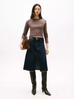 Long-Sleeve Crewneck Favorite T-Shirt-Brown#76J4889-GW4 - Image 3