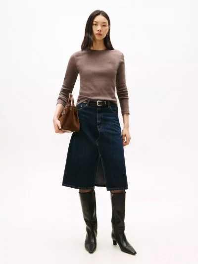 Long-Sleeve Crewneck Favorite T-Shirt-Brown#76J4889-GW4 - Image 3