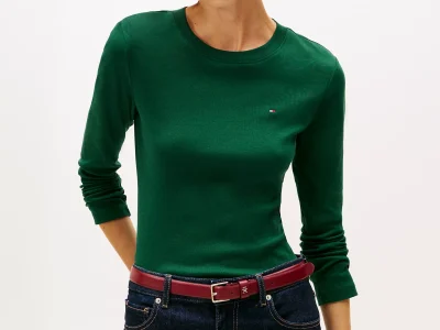 Long-Sleeve Crewneck Favorite T-Shirt-Green#76J4889-L6K