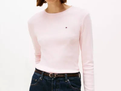 Long-Sleeve Crewneck Favorite T-Shirt-Icy Pink#76J4889-TBA