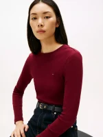 Long-Sleeve Crewneck Favorite T-Shirt- Burgundy#76J4889-VLP