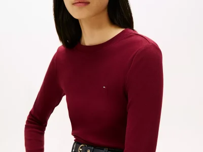 Long-Sleeve Crewneck Favorite T-Shirt- Burgundy#76J4889-VLP