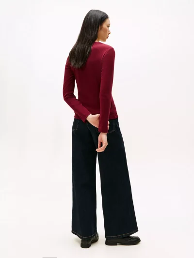 Long-Sleeve Crewneck Favorite T-Shirt- Burgundy#76J4889-VLP - Image 3