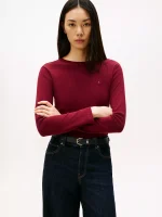 Long-Sleeve Crewneck Favorite T-Shirt- Burgundy#76J4889-VLP - Image 2