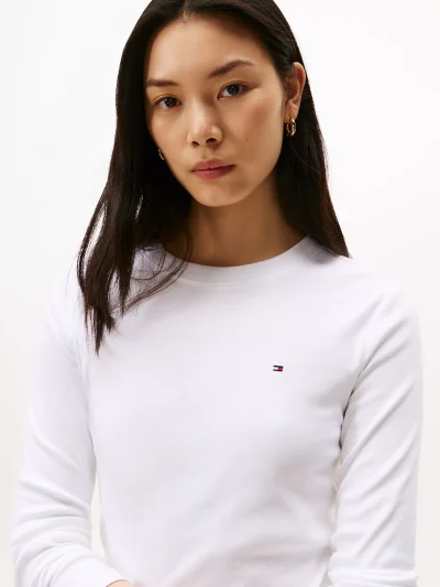 Long-Sleeve Crewneck Favorite T-Shirt-White#76J4889-YCF - Image 3