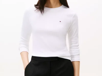 Long-Sleeve Crewneck Favorite T-Shirt-White#76J4889-YCF