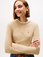 Long-Sleeve Crewneck Favorite T-Shirt- Beige Heather#76J4889-Z41 - Image 2