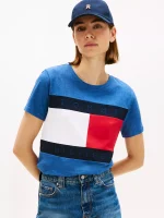 Women Bold Flag Logo Crewneck T-Shirt - Blue Heather #76J5268