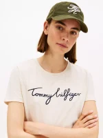 Embroidered Signature Crewneck T-Shirt - Beige Heather #76J5334-NM6 - Image 4