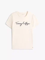 Embroidered Signature Crewneck T-Shirt - Beige Heather #76J5334-NM6 - Image 2
