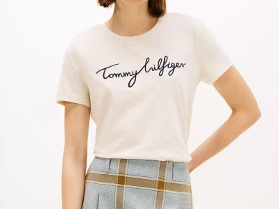 Embroidered Signature Crewneck T-Shirt - Beige Heather #76J5334-NM6