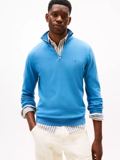 Classic Quarter-Zip Sweater - Dusty Indigo#78J9329-C2Q - Image 1